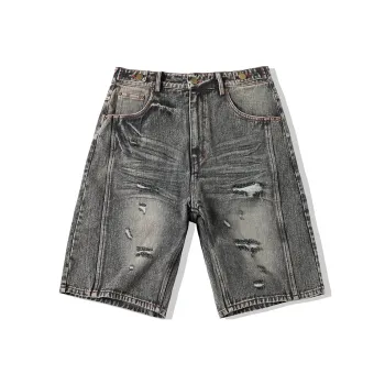 EPTISON Denim Shorts Unisex Black Gray Color