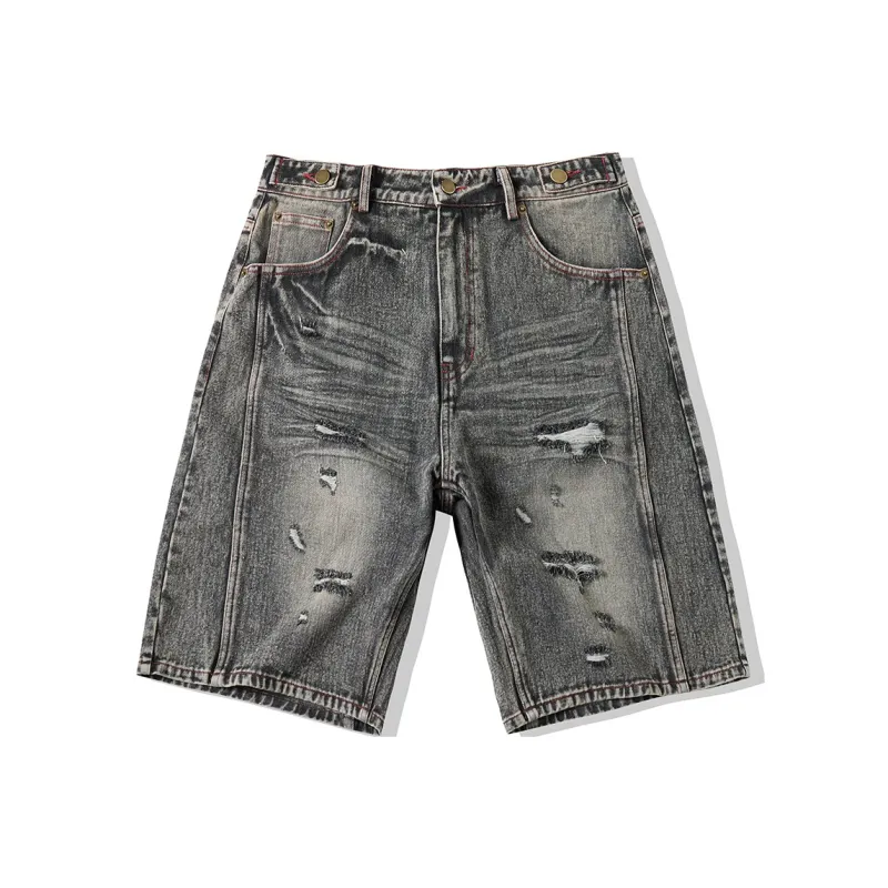 EPTISON Denim Shorts Unisex Black Gray Color-0