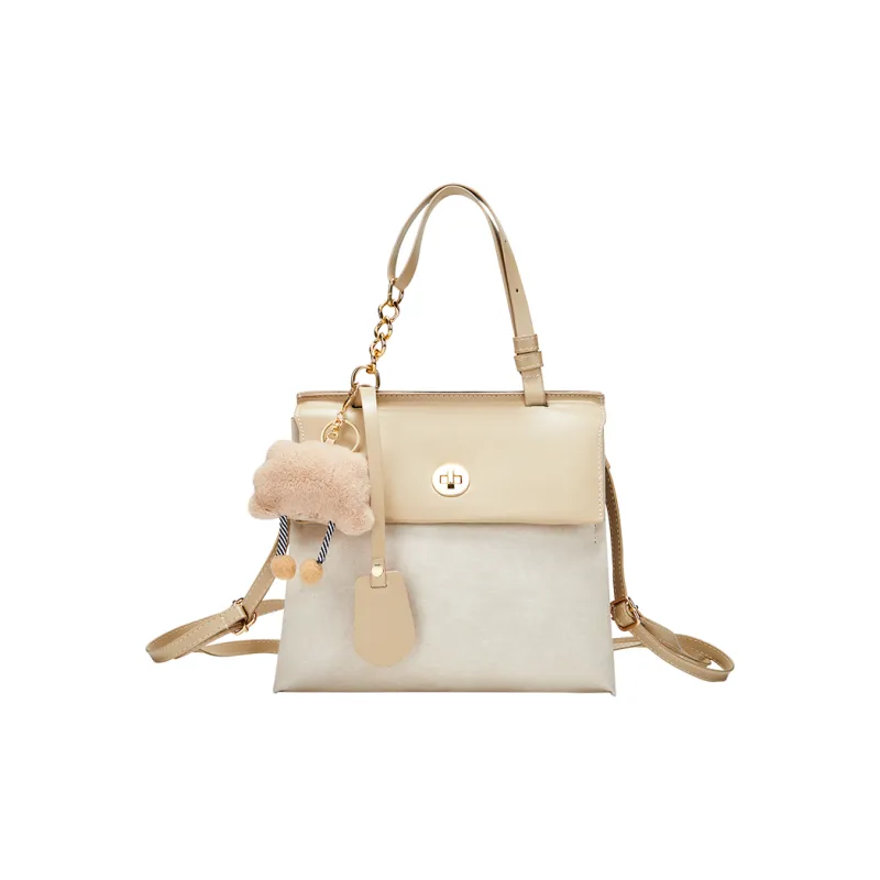 MARKANGARO PU With Polyester Backpack Women's Coconut Milk White-1