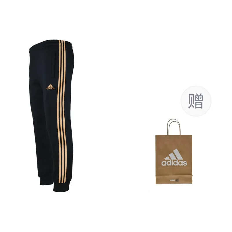 Adidas Casual Pants Men Black Gold-0