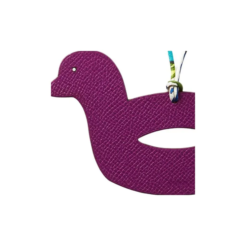 HERMES Buffalo Leather Bag Charm Bag Accessory Unisex Purple-1