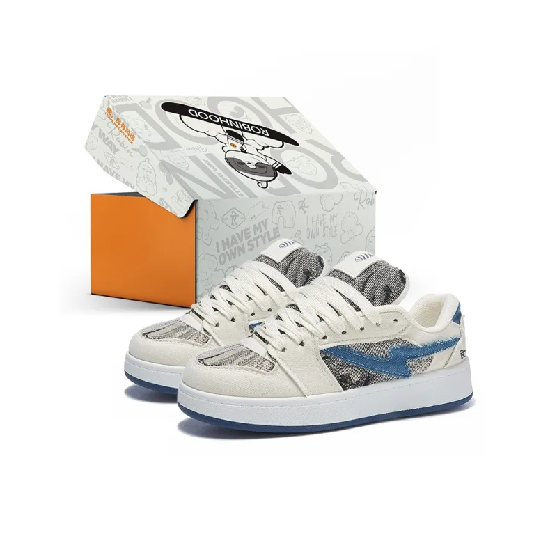 ROBINHOOD Wear resistant, Lightweight, Breathable, And Non slip. Low Top Skateboard Shoes Women's Denim Blue Box-0