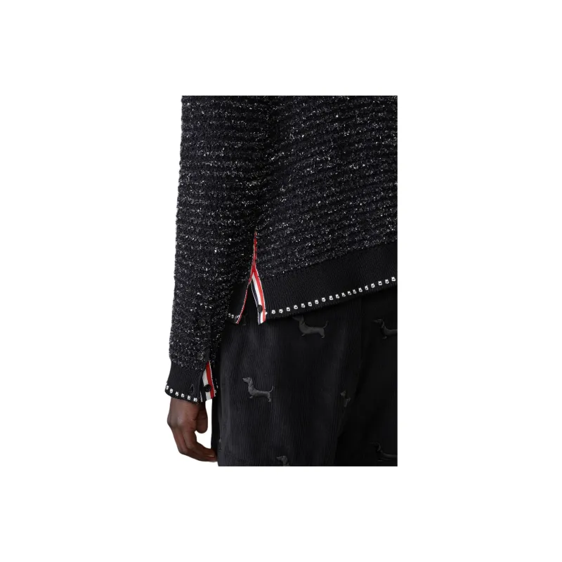 THOM BROWNE V neck Tweed Cardigan-5