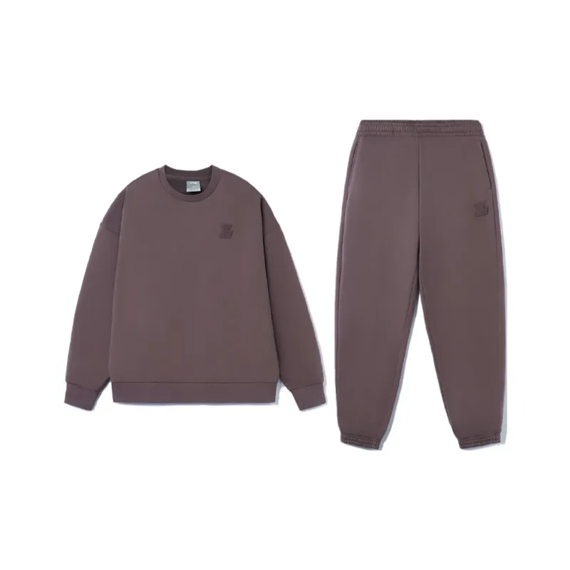 LiNing Training Series Sweatshirt Set Unisex Sparrow Brown-0