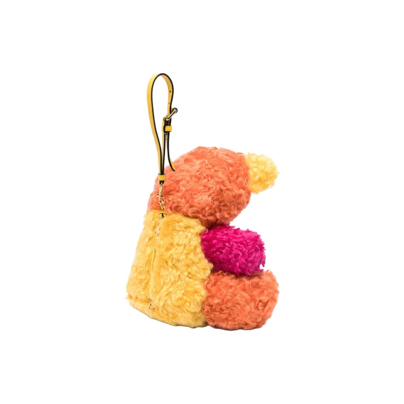 MOSCHINO Teddy Fabric Clutch Women's Orange & Yellow-1