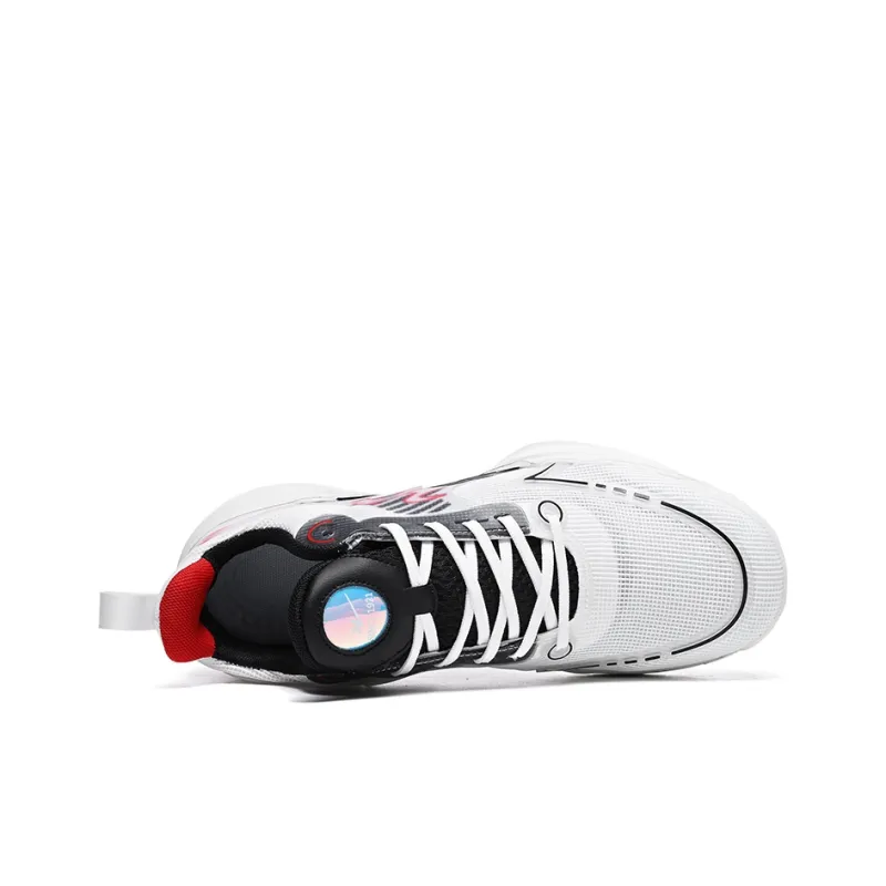 Binary Cushioning Support Abrasion Resistant Breathable Slip Resistant Low Top Basketball Shoes Unisex Black Red-3