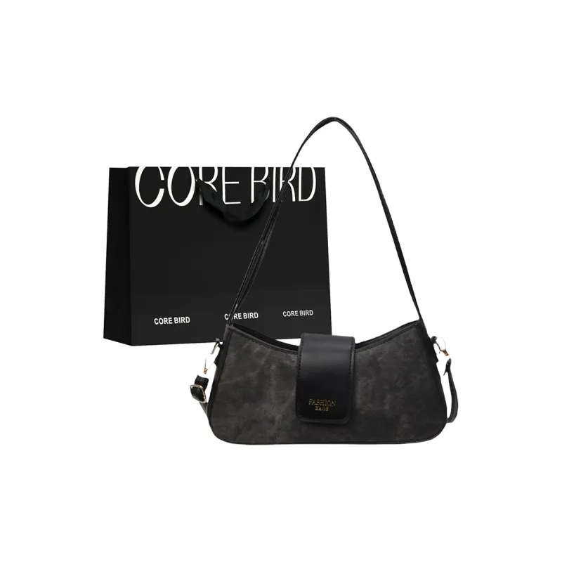 CORE BIRD PU Shoulder Bag Women's Black/White & Blue/Blue/Brown-3