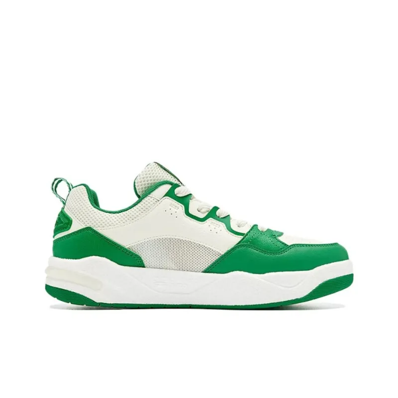 QIAODAN Non slip Lightweight Low Top Skateboard Shoes Men's White Green-1