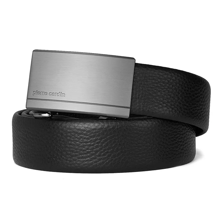 PIERRE CARDIN Top Grain Cow Leather Belts Men's Black 3.5cm-4