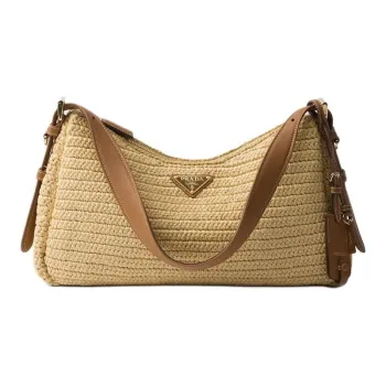 PRADA Aimee Viscose Handbag, Shoulder Bag Large Size Women's Natural