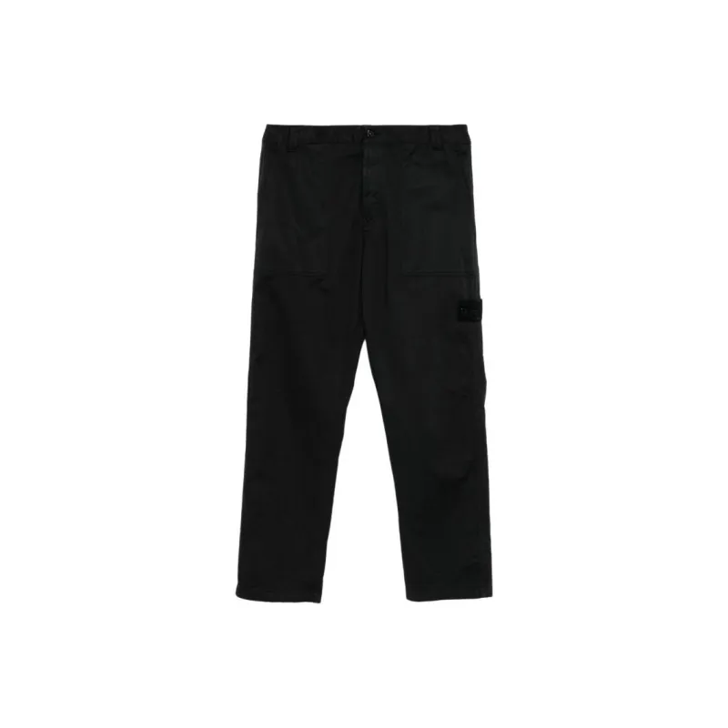 STONE ISLAND Logo Patch Straight Leg Trousers-0