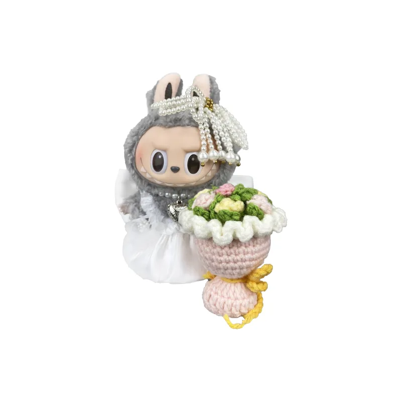 [Modified Doll] POP MART Labubu THE MONSTERS Heartbeat Macaron Collection Pure White Bridal, Cute Hang Tag Box 17cm-25