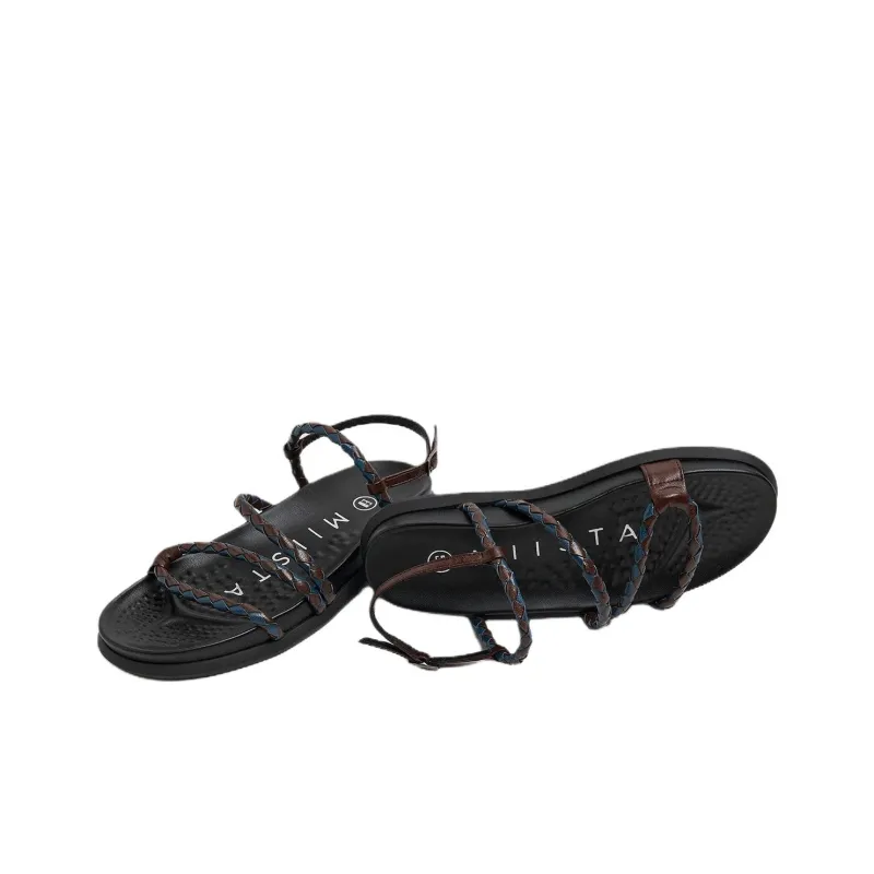MIISTA Osana One Strap Sandals 3cm Women's Brown-3