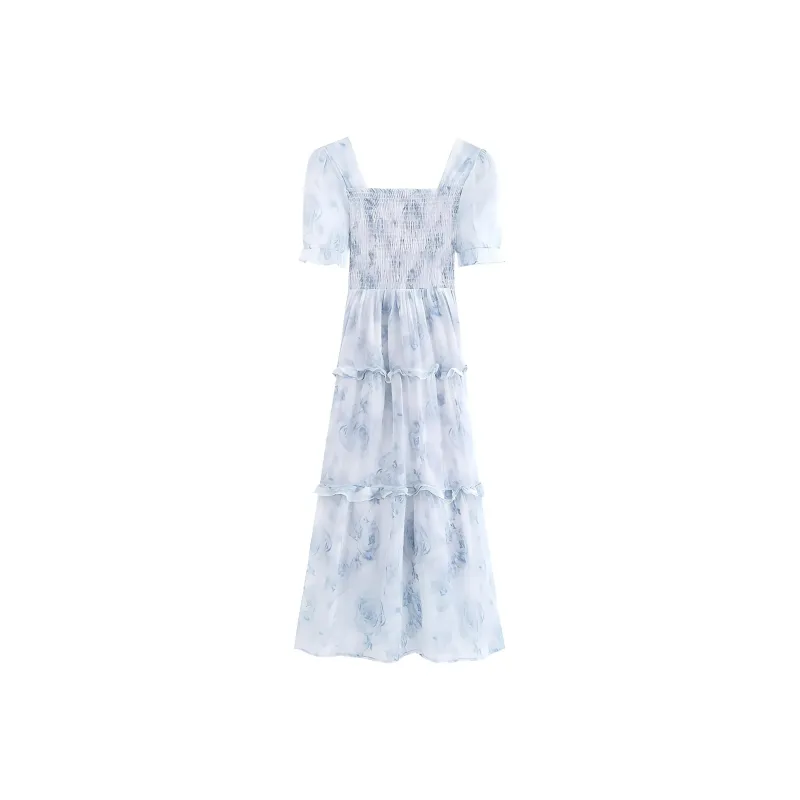 PLANE DRIFT Short Sleeved Dress Women's Blue-1