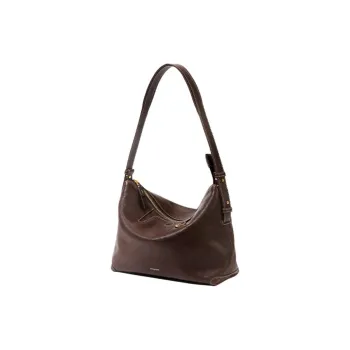 Songmont Top Grain Cow Leather Underarm Shoulder Bag Medium Size Women's Smoky Ink Black/Red Clay Brown
