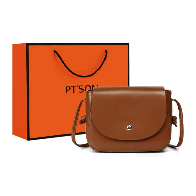 PT'SON Cow Leather With Synthetic Leather Shoulder Bag, Crossbody Bag Regular Women's Black/Light Brown-0