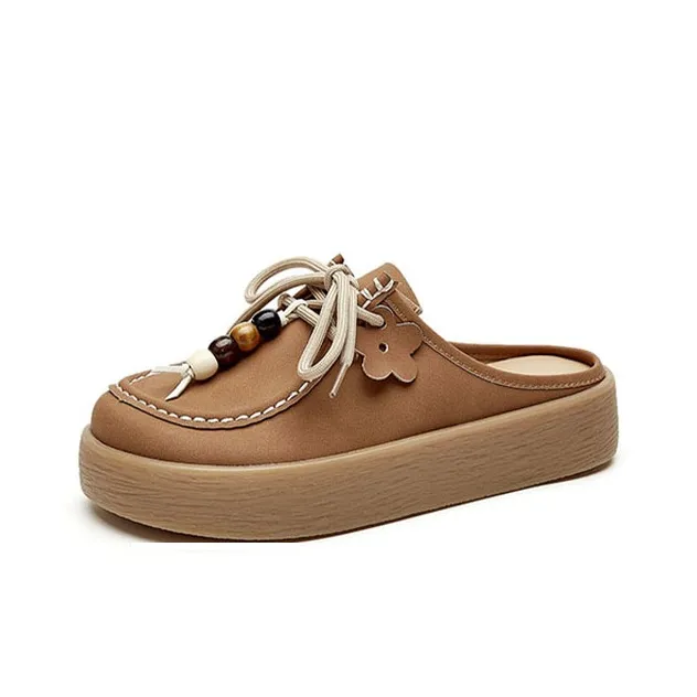DAPHNE Rubber Sole Quiet Closed Toe Slippers Women's-4