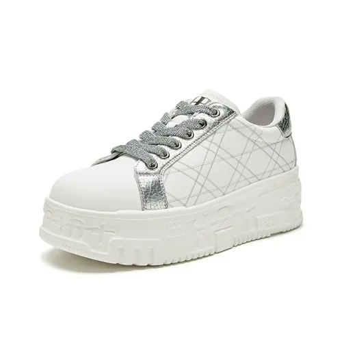 HR Low Top Skateboard Shoes Women's White Silver