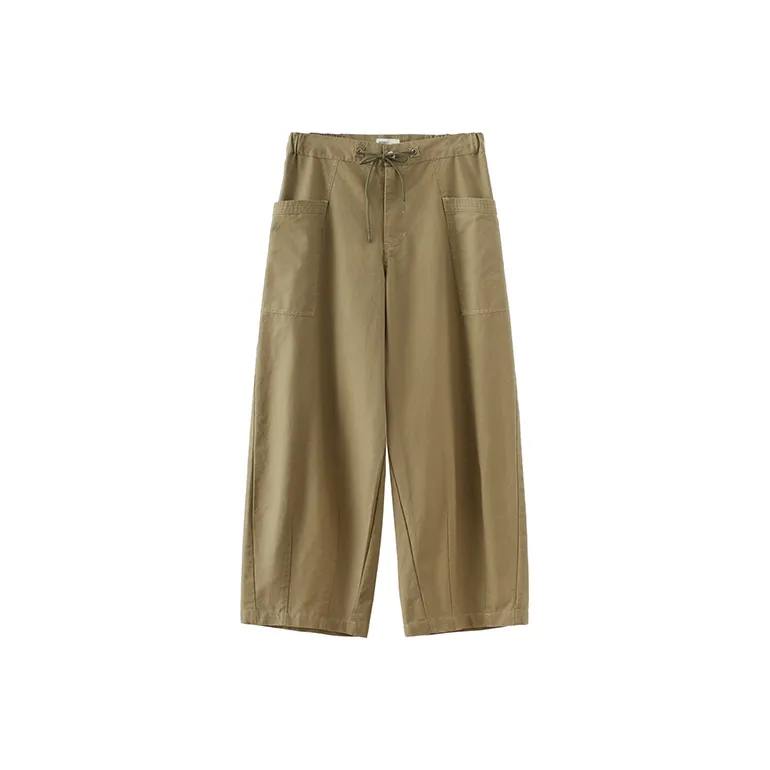 BUTTBILL 100% Cotton Drawstring Casual Pants Unisex-4