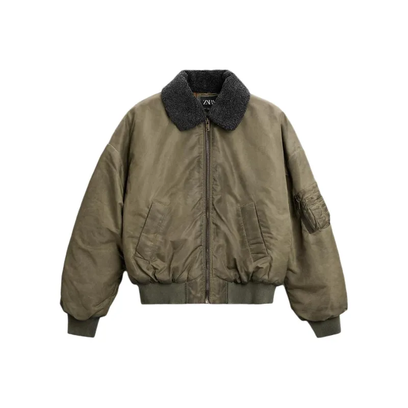 ZARA Puffer Jackets Men Green-0