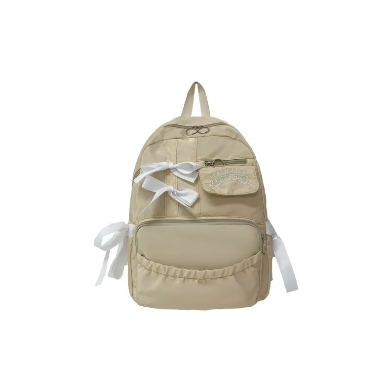 GEERDUN Nylon Backpack Regular Unisex Beige Yellow/White/Black/Purple-0
