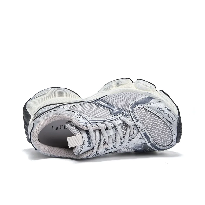 La Chapelle Slip Resistant, Abrasion Resistant, Lightweight Low Top Chunky Sneakers Women's Gray-6