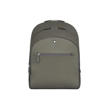 MONTBLANC Leather Backpack Medium Size Unisex Medium Gray