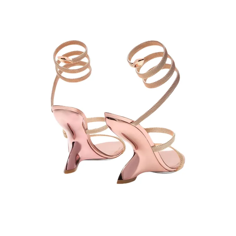 RENE CAOVILLA Trigold Symphony One Strap Sandals 10.5cm Women's Rose Gold-3