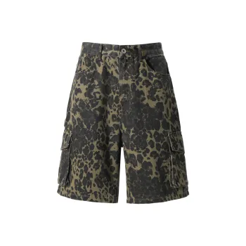 JCUI Denim Shorts Unisex Leopard Print