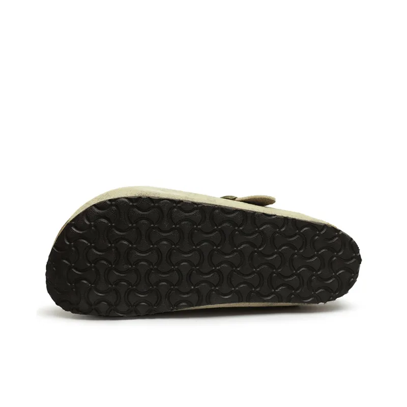 Mulinsen Cork Sole Leather Patchwork Abrasion Resistant Closed Toe Slippers Unisex-3