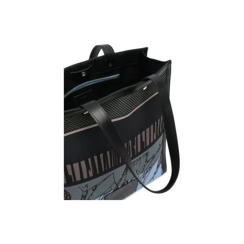 Paul Smith Polyester Cow Leather Trim Tote Bag, Shopping Bag, One Shoulder Handbag Large Size Men's Multicolor-2