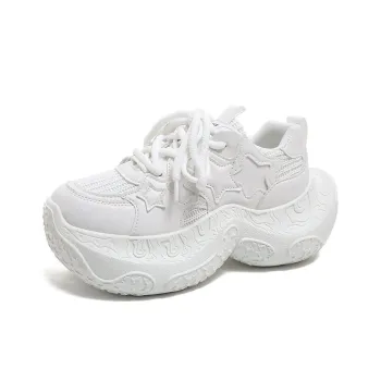 BINGO DUCK Cushioning Slip Resistant Height Increasing Low Top Chunky Sneakers Women's