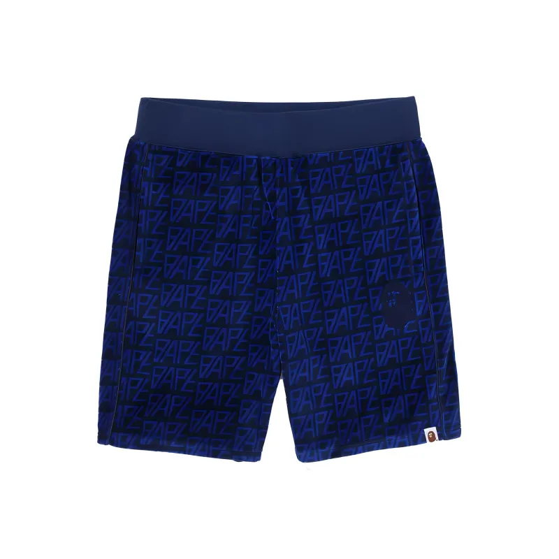 Bape Logo Monogram Velour Shorts-3