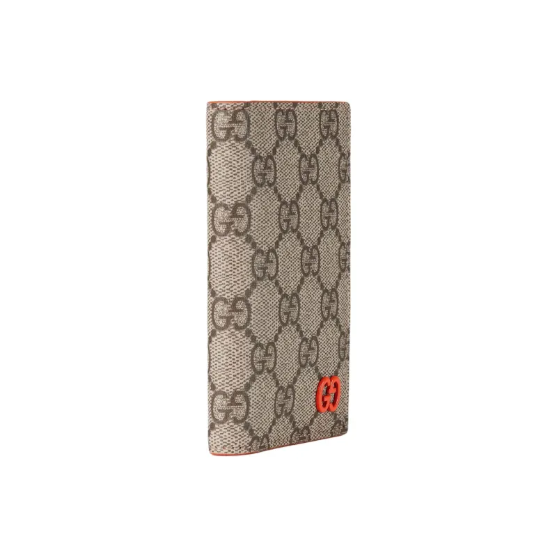 GUCCI Artificial Leather Card Holder Men's Beige & Dark Brown-1