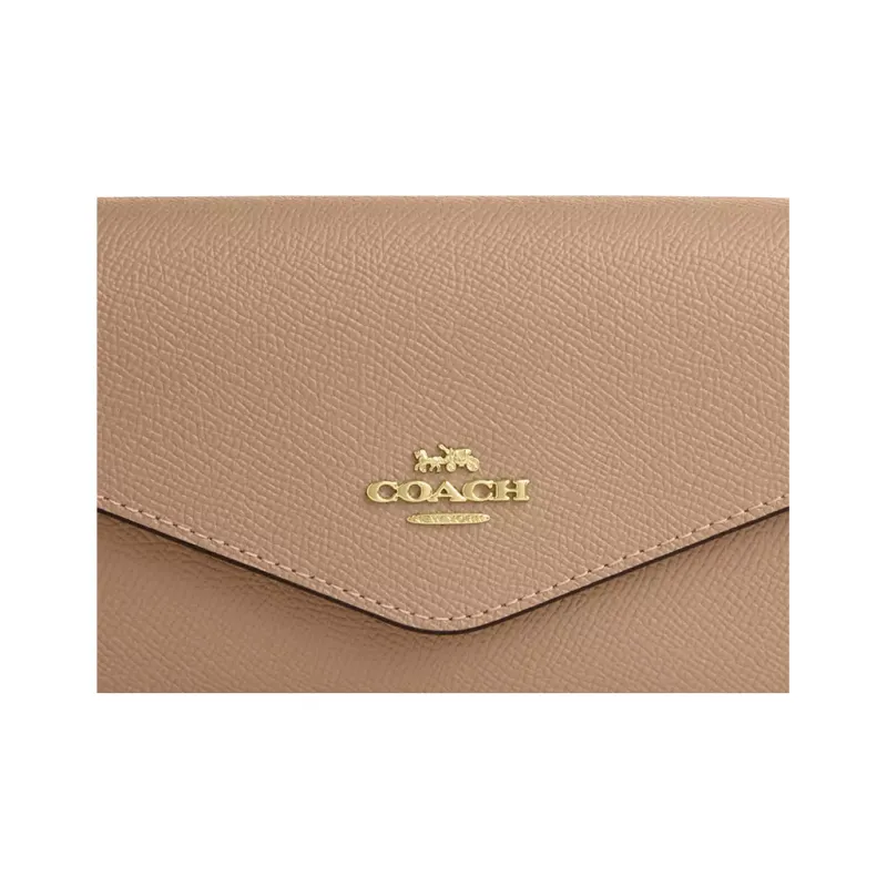 COACH Envelope Leather Wallet Trumpets Women's Brown-3