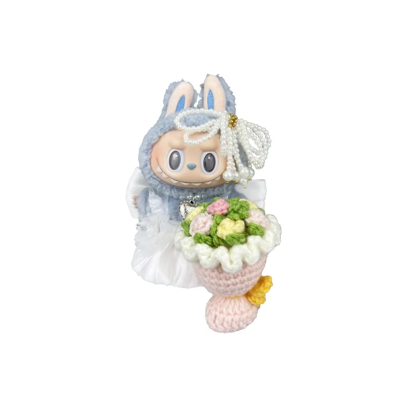 [Modified Doll] POP MART Labubu THE MONSTERS Heartbeat Macaron Collection Pure White Bridal, Cute Hang Tag Box 17cm-15