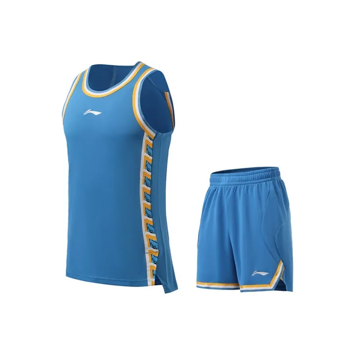 LiNing Sports Basketball Collection Basketball Suit Men's Beijing Blue-0