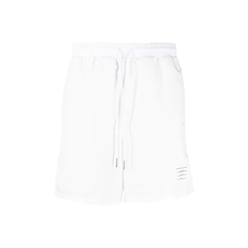 THOM BROWNE Logo Patch Drawstring Track Shorts-0