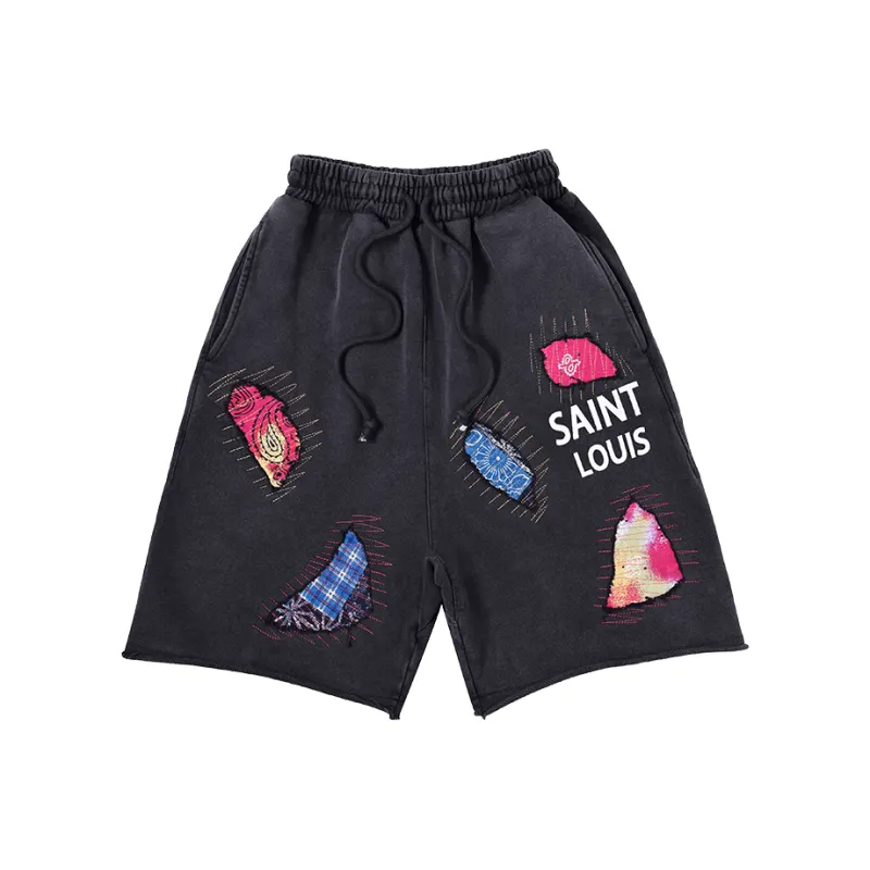 SSSAINT LOUIS Casual Shorts Unisex Washed Black-0
