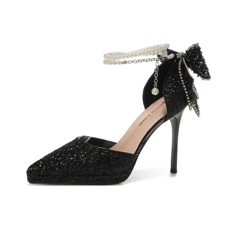 Lan Miao Slim Heel High Heels 10.5CM Women's Black-0