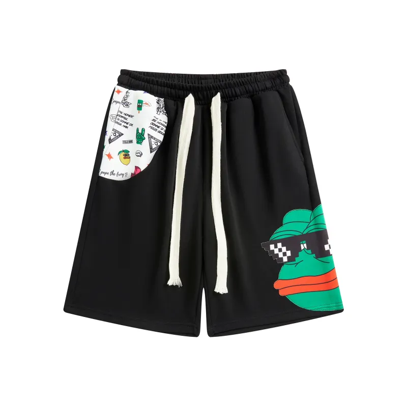 Pepe The Frog Casual Shorts Unisex Black-0