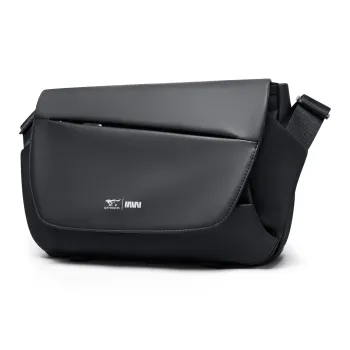 SEPTWOLVES Artificial Leather University Student Flap Shoulder Bag, Messenger Bag, Summer QPL Regular Unisex Black