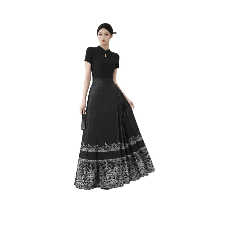XINGHEHANGE New Chinese Style Hanfu Casual Long Skirt Women's-1