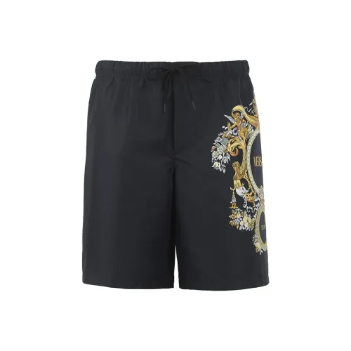 Versace Logo Printed Drawstring Swim Shorts