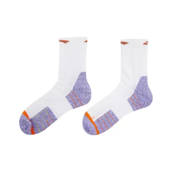 LiNing Running Collection Mid Calf Socks Unisex 1 Pack White/Fluorescent Starlight Purple