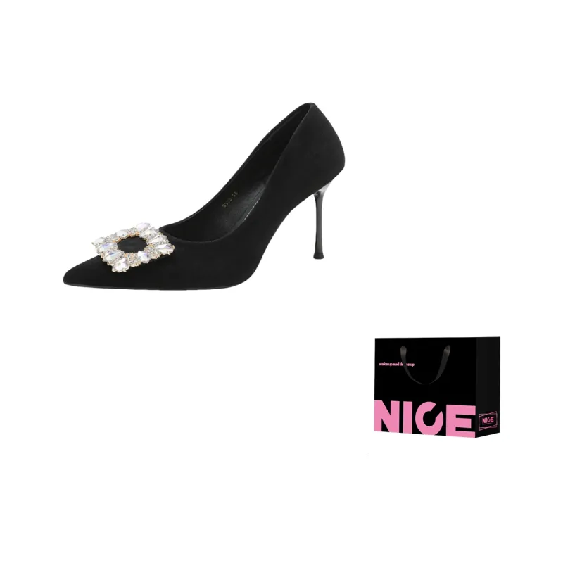 Luji Slim Heel High Heels Women's Black-6