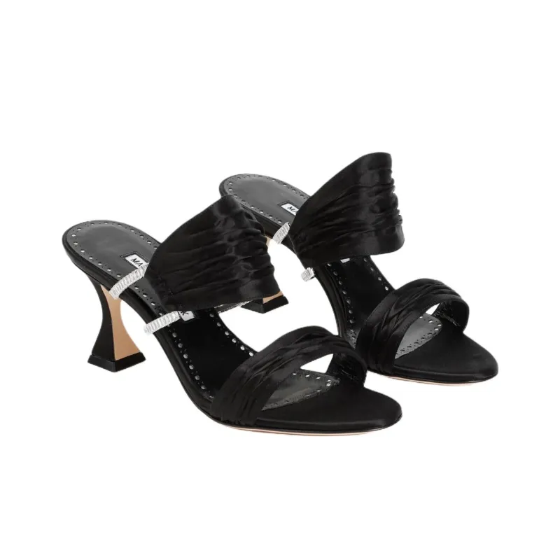MANOLO BLAHNIK Chinap Slip Resistant Slide Slippers 7cm Women's Black-2