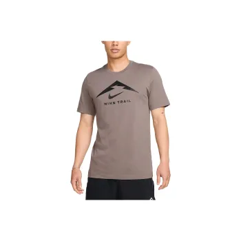 Nike Dri Fit SS25 Men's Trail Running T Shirt T Shirt Men's Gray Brown