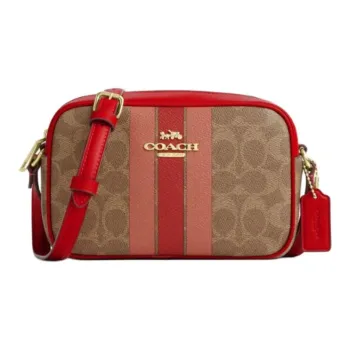COACH Jamie Leather Camera Bag, Crossbody Bag, Shoulder Bag Small Size Women's Brown Yellow/Mixed Color