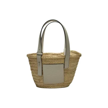 LOEWE Palm Leaf Basket Bag Handbag Women's Natural Beige & White